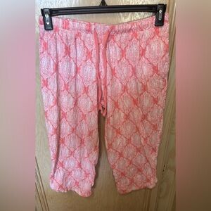 Carole Hochman Peach Orange White Sz Small Capris Pants Loungewear Paisley